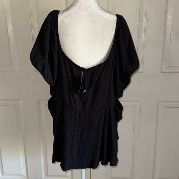 NWT Torrid Babydoll Rayon Slub With Side Cutouts Top In Deep Black - Picture 5 of 5